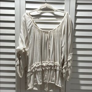 Denim & Supply Ralph Lauren Cream Ruffled Tie Front Blouse